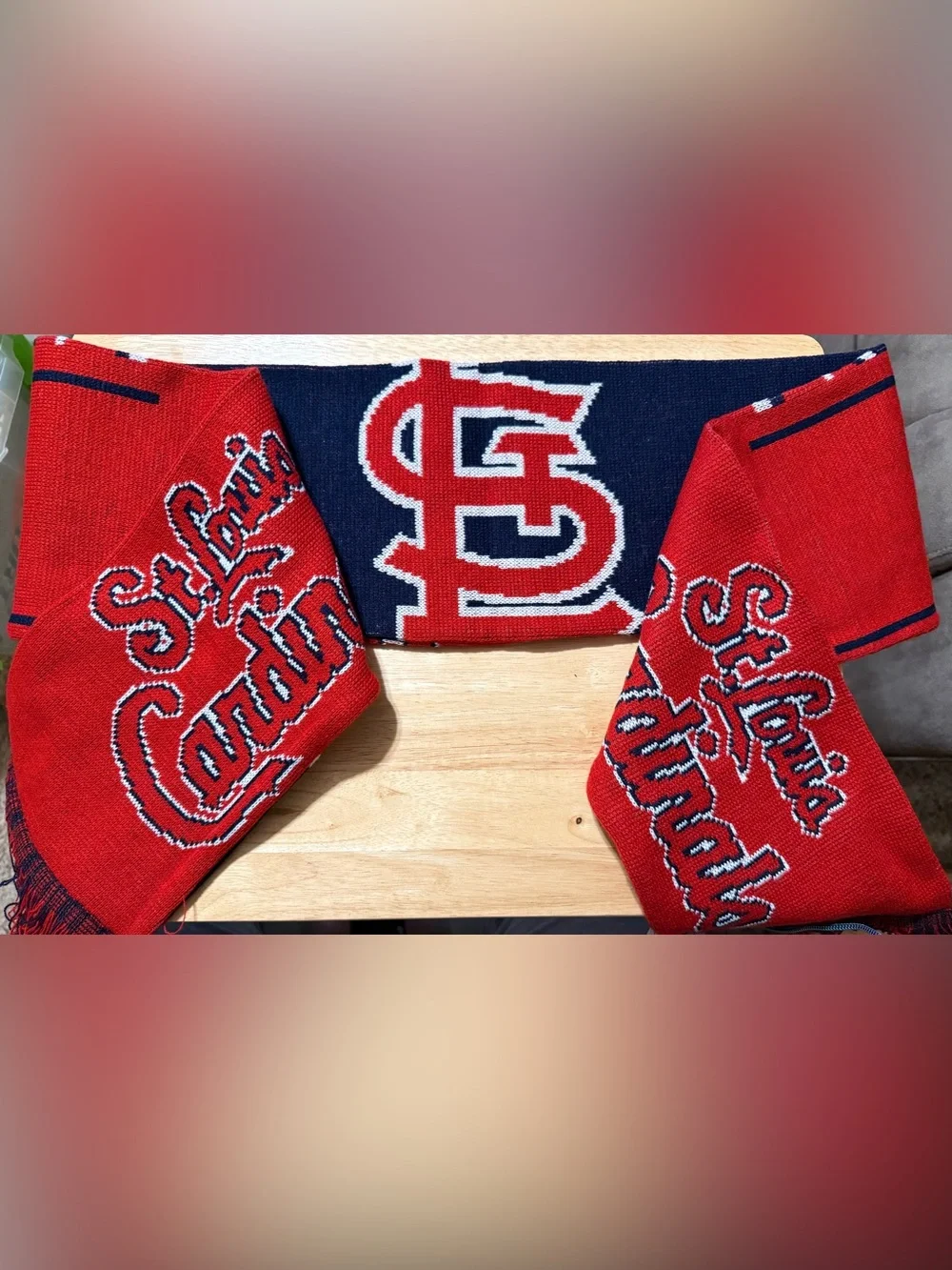 Forever Collectibles Red & Navy Knit Team Scarf Tag